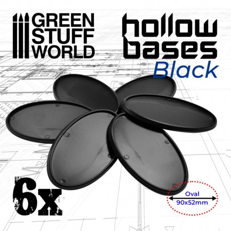 Socles en plastique noir avec CREUX- Oval 90x52mm