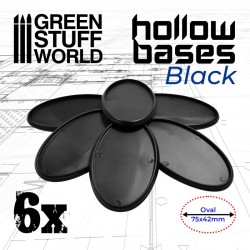 Socles en plastique noir avec CREUX- Oval 75x42mm