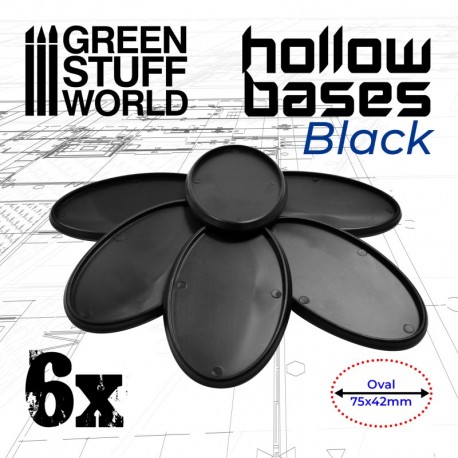 Socles en plastique noir avec CREUX- Oval 90x52mm
