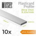 uPVC Plasticard - Profilé Extra-fin 0,25x1 mm 10 Qté