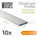 uPVC Plasticard - Profilé Extra-fin 0.25mm x 2mm 10 Qté