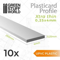 uPVC Plasticard - Profilé Extra-fin 0.25mm x 3mm 10 Qté