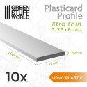 uPVC Plasticard - Profilé Extra-fin 0.25mm x 6mm 10 Qté