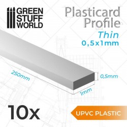 uPVC Plasticard - Profilé Extra-fin 0.25mm x 6mm 10 Qté