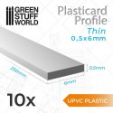uPVC Plasticard Profilé - Fin 0.50mm x 6mm 10 Qté