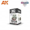 AK 3G - WARGAME COLOR SET. NON METALLIC METAL SILVER (WITH BRUSH).