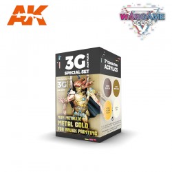 AK 3G - WARGAME COLOR SET. NON METALLIC METAL GOLD (WITH BRUSH).