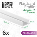 ABS PROFILE EN U 10x5mm L250mm par 6