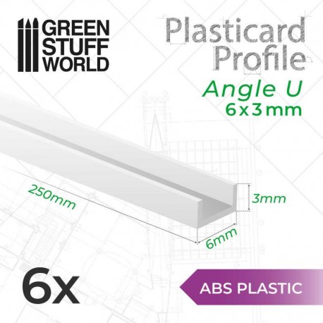 ABS PROFILE EN U 10x5mm L250mm par 6