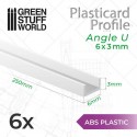 ABS PROFILE EN U 6x3mm L250mm par 6
