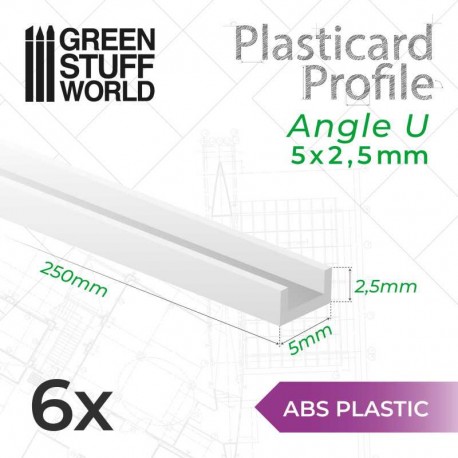 ABS PROFILE EN U 6x3mm L250mm par 6