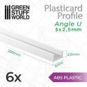 ABS PROFILE EN U 5x2.5mm L250mm par 6