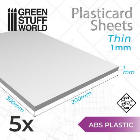 Plaque de Plasticard ABS - 0'5 mm - 5 feuilles