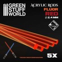 Tiges Acryliques ROND 2.4 mm Fluor ROUGE ORANGE