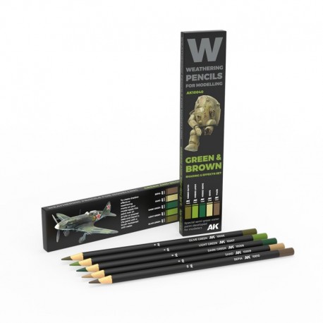 WATERCOLOR PENCIL SET GREEN AND BROWN CAMOUFLAGES
