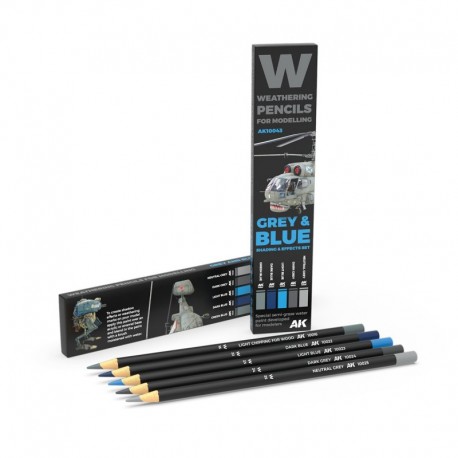 WATERCOLOR PENCIL SET GREY AND BLUE CAMOUFLAGES