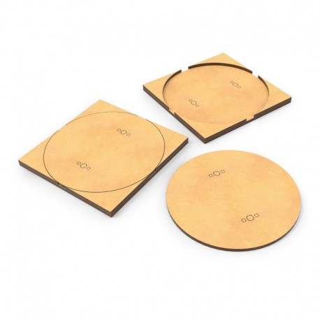 Adaptateur de socles MDF - Rond 100mm à Carré