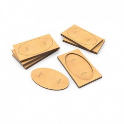 Adaptateur de socles MDF - Ovale 90x52mm à Rectangulaire 100x60mm