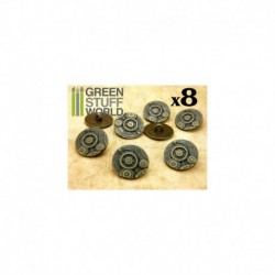 8x Boutons à  motifs Steampunk ROUAGES - Bronze
