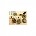 8x Boutons à  motifs Steampunk ROUAGES - Doré Antique