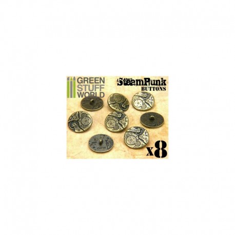 8x Boutons à  motifs Steampunk MOUVEMENTS mécaniques - Bronze