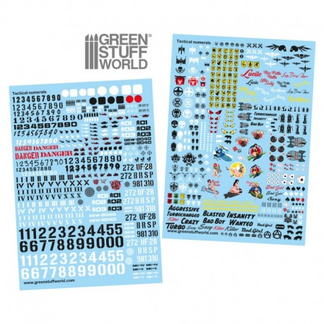 Decalcomanies a l'eau - Chiffres Tactiques et Pin-up