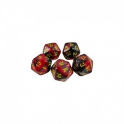 5x D20 20mm Dés de Jeu - Rouge Marbre
