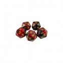 5x D20 20mm Dés de Jeu - Rouge Marbre