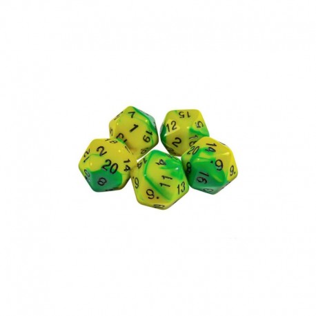 5x D20 20mm Dés de Jeu - Lime Marbre