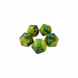 5x D20 20mm Dés de Jeu - Vert Marbre
