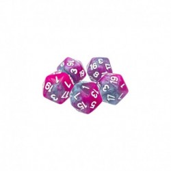 5x D20 20mm Dés de Jeu - Rose - Gris
