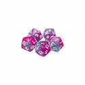 5x D20 20mm Dés de Jeu - Rose - Gris