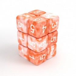 12x D6 16mm Dés de Jeu - Orange Blanc Marbre