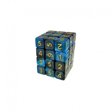 36x D6 12mm Dés de Jeu - Marbre Bleu