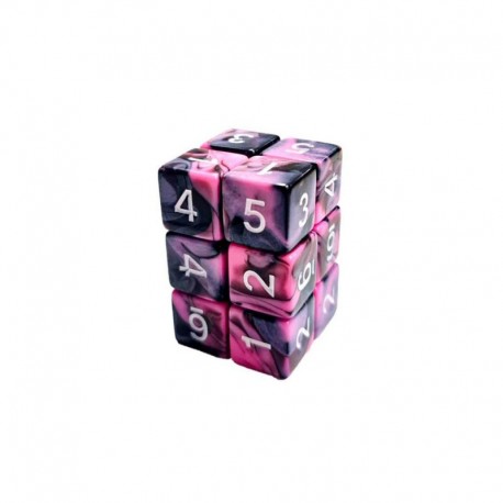 12x D6 16mm Dés de Jeu - Rose Marbre