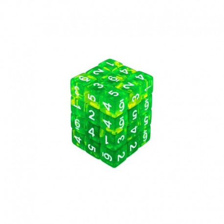 36x D6 12mm Dés de Jeu - Vert/Jaune Transparent