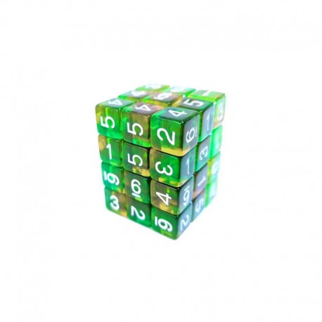 36x D6 12mm Dés de Jeu - Orange/Vert Transparent
