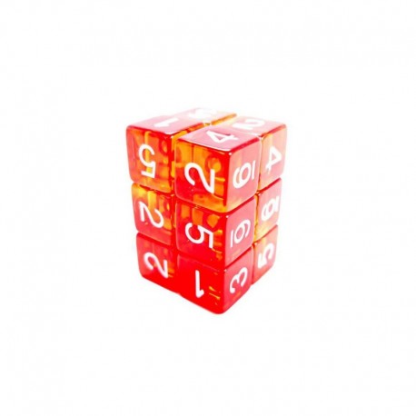 12x D6 16mm Dés de Jeu - Rouge/Jaune Transparent