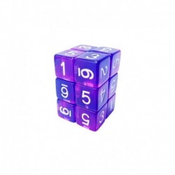 12x D6 16mm Dés de Jeu - Bleu/Lilas Transparent