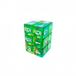 12x D6 16mm Dés de Jeu - Vert/Jaune Transparent