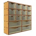 Support vertical en MDF avec 16 tiroirs