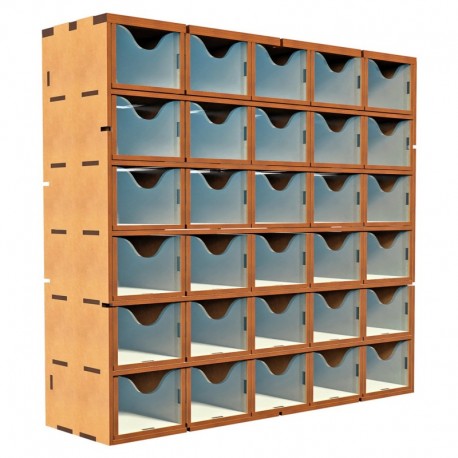 Support vertical en MDF avec 30 tiroirs