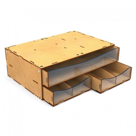 Module de rangement à  tiroirs empilable avec 4 tiroirs horizontaux et séparateurs