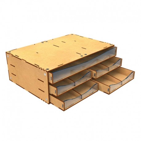 Module de rangement à  tiroirs empilable avec 5 tiroirs horizontaux et séparateurs