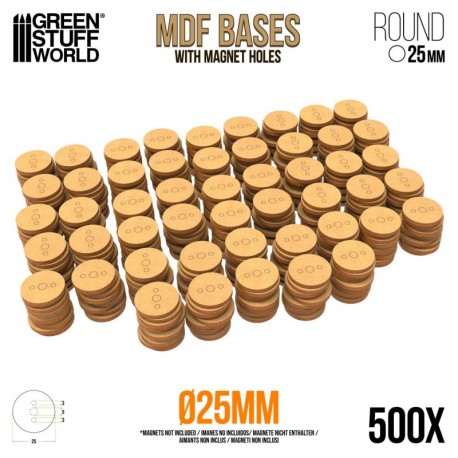 Socles ROND 25 mm en MDF (Pack x500)
