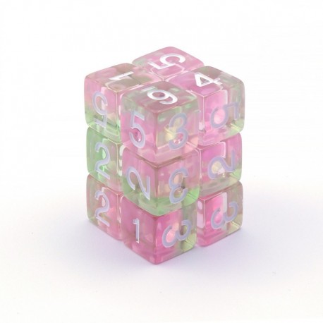 12x D6 16mm Dés de Jeu - Rose clair OUTLET