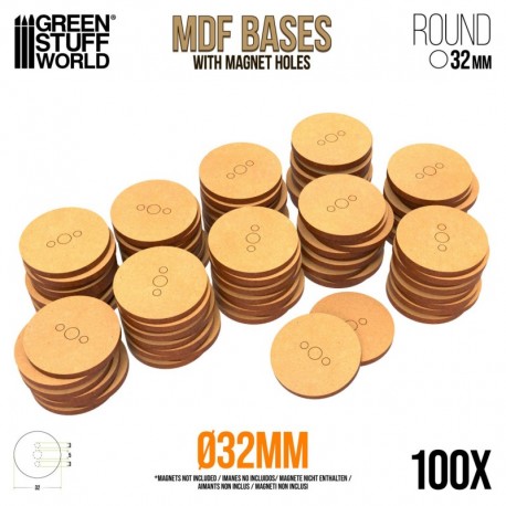 Socles ROND 32 mm en MDF (Pack x100)