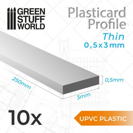 uPVC Plasticard - Profilé Fin 0.50mm x 3mm