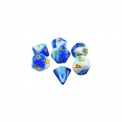 7x Mix 16mm Dés de Jeu - Bleu Blanc