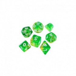 7x Mix 16mm Dés de Jeu - Vert/Jaune Transparent